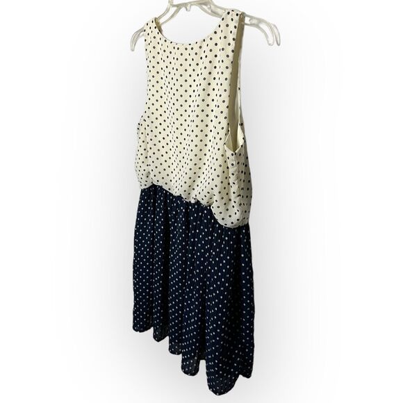 Urban Outfitters Pins and Needles Women's Navy Blue Cream Polka Dot Dress Size L - Picture 14 of 16